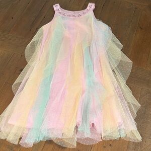 Sparkle Pastel Tulle Party Dress for Girls - Pink Multi
